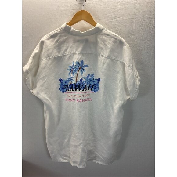 Tommy Bahama Womens White Short-Sleeve‎ Linen Boxy popover oversized Size XL - Picture 2 of 12